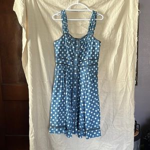 Denim Polkadot Rockabilly Dress W/ Pockets